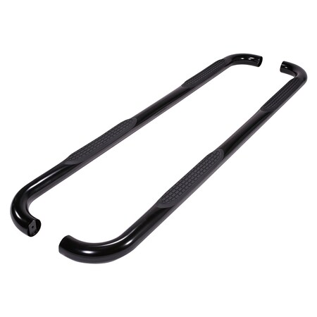 Trailfx NERF BAR ROUND 3 With Step Pads 3 Inch Round Bent Powder Coated Black Stainless Steel Without A0065T